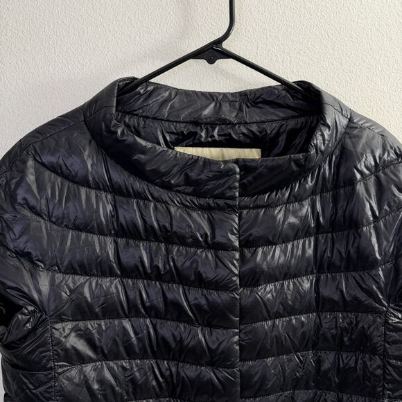 Herno Iconico Emelia Puffer Cape EU 48 US 12 Black Down Vest Short Sleeve Snap - Picture 2 of 11